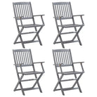 Moderne tuinstoelen van massief acaciahout voor buitengebruik - Grijs / 4 / Met armleuning - Tuinstoelen