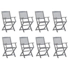 Moderne tuinstoelen van massief acaciahout voor buitengebruik - Grijs / 8 / Met armleuning - Tuinstoelen