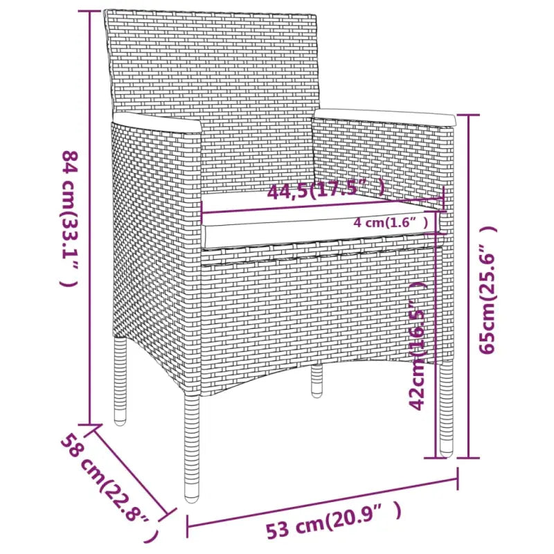 Moderne tuintafel met poly rattan en gehard glas voor buitengebruik - Tuinsets