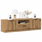 Moderne Tv-meubel in bewerkt hout met stevig blad en grijs sonoma afwerking - artisanaal eikenkleurig / 1 - Tv-meubels