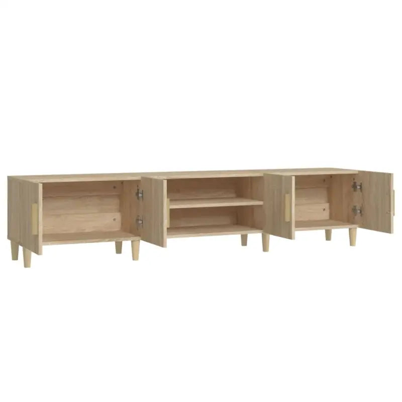 Moderne tv-meubel met bewerkt hout en houten poten voor strak interieur - Tv-meubels