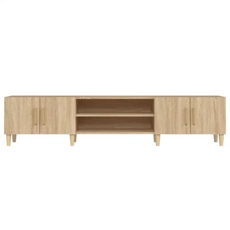 Moderne tv-meubel met bewerkt hout en houten poten voor strak interieur - Tv-meubels