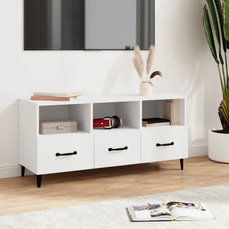 Moderne TV-meubel van bewerkt hout in hoogglans wit - Wit / 1 - Tv-meubels