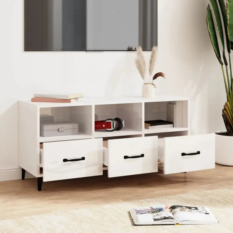 Moderne TV-meubel van bewerkt hout in hoogglans wit - Tv-meubels