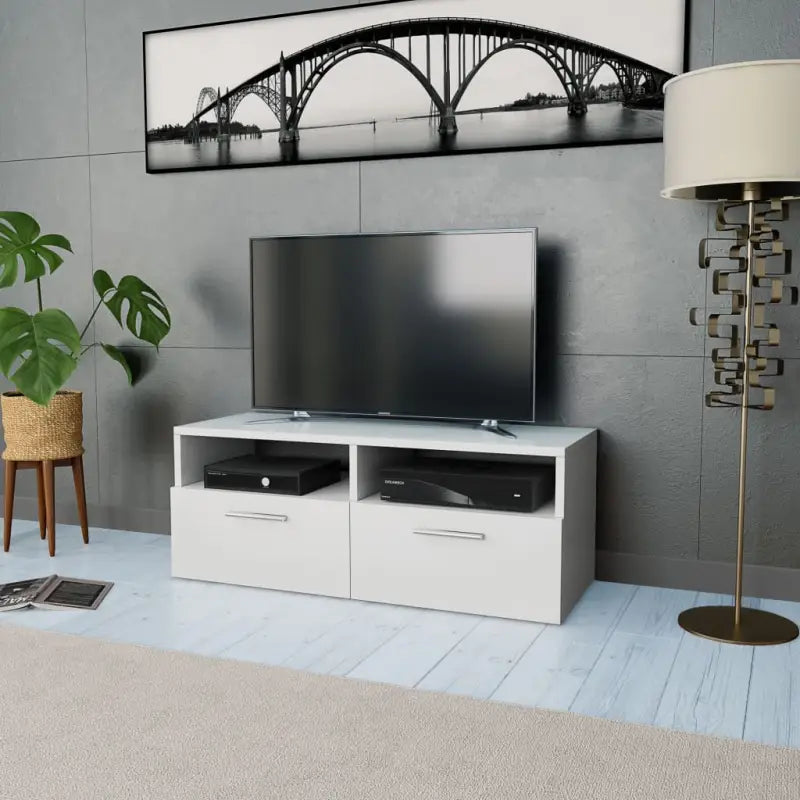 Moderne tv-meubel van bewerkt hout met praktisch en stabiel ontwerp - Wit / 1 - Tv-meubels