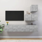 Moderne TV Meubelset Van Behandeld Hout Met Veel Opbergruimte - Betongrijs / 1 / 60/80 cm - Tv-meubels