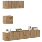 Moderne TV Meubelset Van Behandeld Hout Met Veel Opbergruimte - artisanaal eikenkleurig / 1 / 80 cm - Tv-meubels