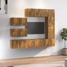Moderne tv-meubelset van bewerkt hout met veel opbergruimte - Gerookt eiken / 8 / 60 cm - Tv-meubels
