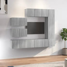 Moderne tv-meubelset van bewerkt hout met veel opbergruimte - Grijs sonoma / 8 / 60 cm - Tv-meubels