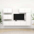 Moderne tv-meubelset van bewerkt hout met veel opbergruimte - Wit / 6 / 80 cm - Tv-meubels