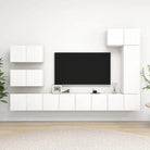 Moderne tv-meubelset van bewerkt hout met veel opbergruimte - Wit / 8 / 60 cm - Tv-meubels