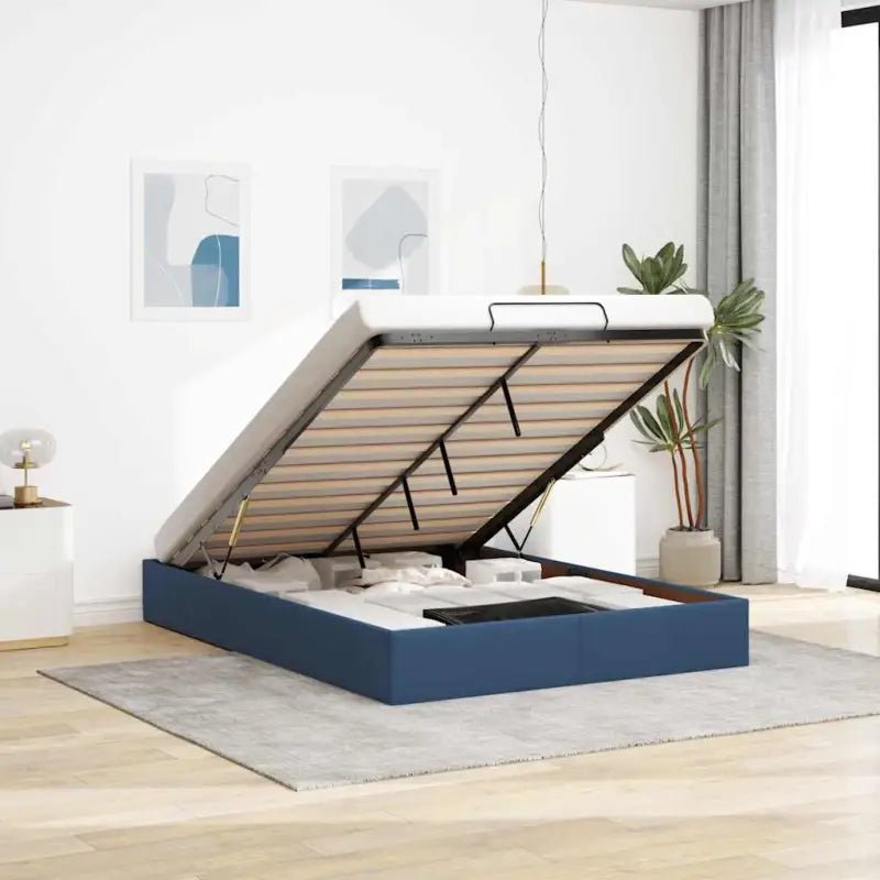 Moderne voetenbank met opbergruimte en ademend vermogen voor boxspring nodig - Blauw / 140 x 190 cm - Bedden & bedframes