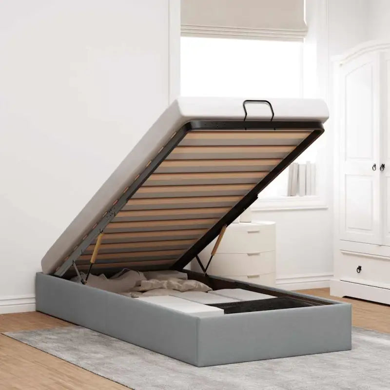 Moderne voetenbank met opbergruimte en ademend vermogen voor boxspring nodig - Lichtgrijs / 90 x 190 cm - Bedden &