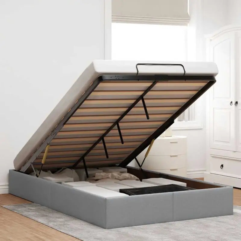 Moderne voetenbank met opbergruimte en ademend vermogen voor boxspring nodig - Lichtgrijs / 120 x 200 cm - Bedden &