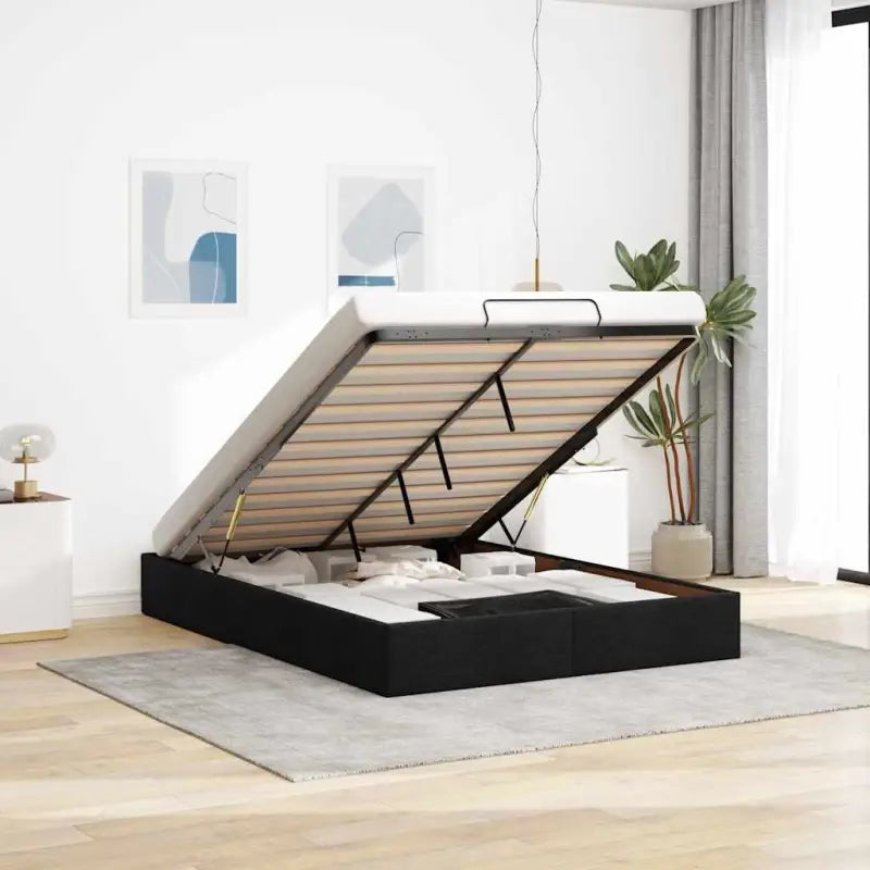 Moderne voetenbank met opbergruimte en ademend vermogen voor boxspring nodig - Zwart / 140 x 190 cm - Bedden & bedframes