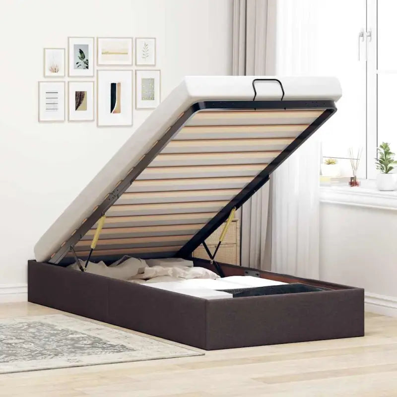 Moderne voetenbank met opbergruimte en ademend vermogen voor boxspring nodig - Donkerbruin / 90 x 190 cm - Bedden &