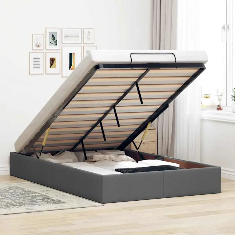 Moderne voetenbank met opbergruimte en ademend vermogen voor boxspring nodig - Donkergrijs / 120 x 190 cm - Bedden &