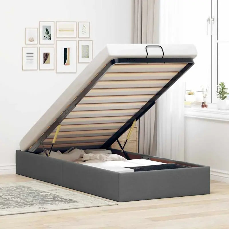 Moderne voetenbank met opbergruimte en ademend vermogen voor boxspring nodig - Donkergrijs / 90 x 200 cm - Bedden &