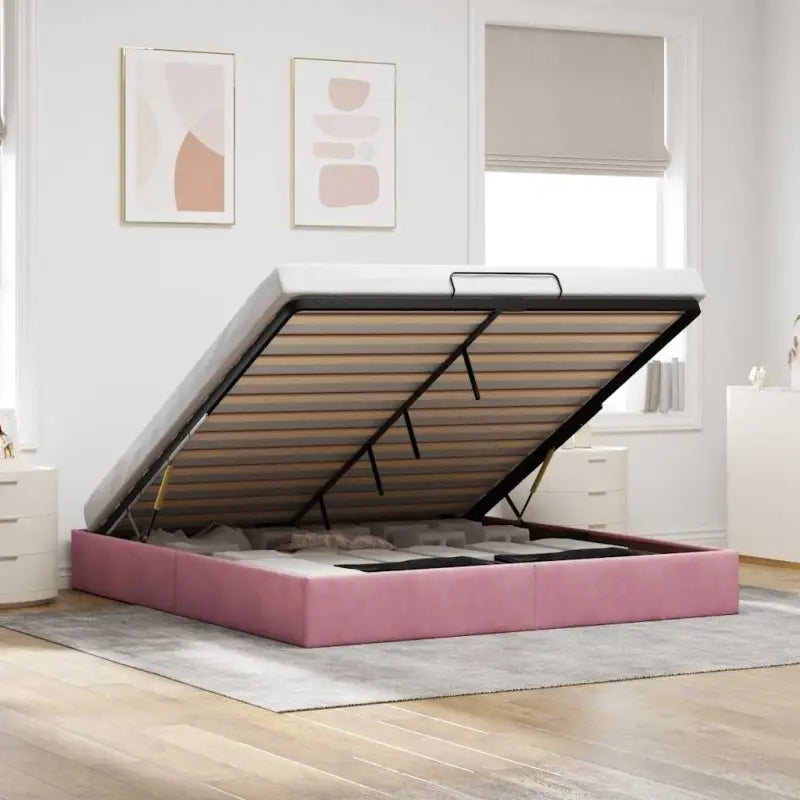 Moderne voetenbankje met opbergfunctie en geschikt voor boxspring nodig - Roze / 160 x 200 cm - Bedden & bedframes