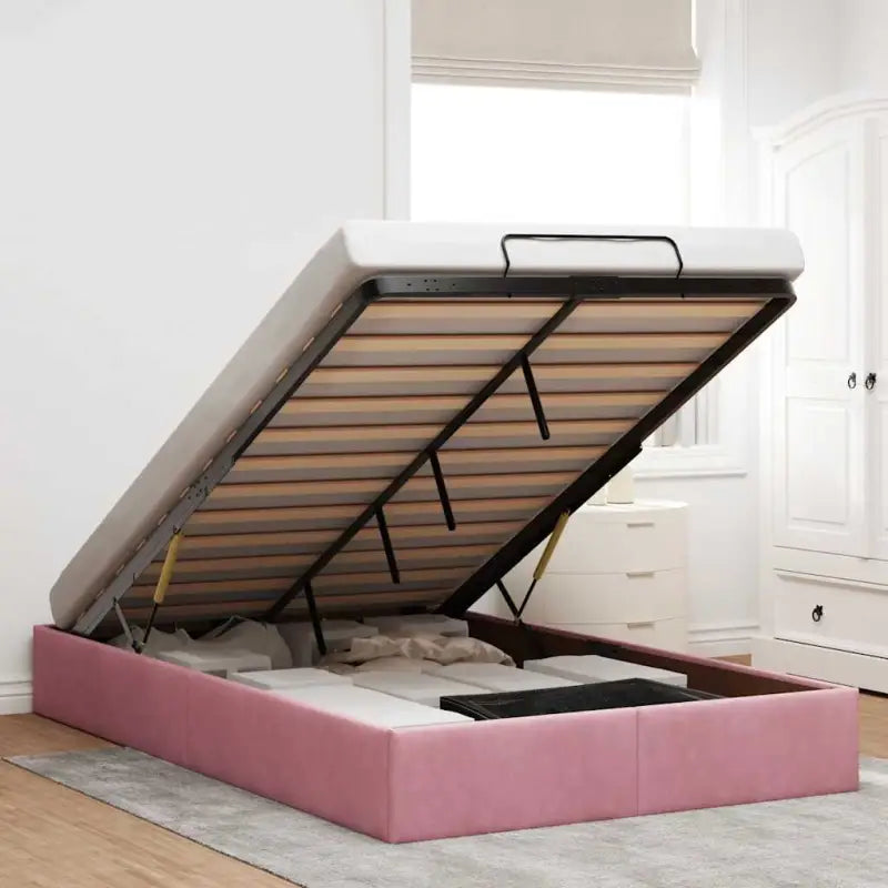 Moderne voetenbankje met opbergfunctie en geschikt voor boxspring nodig - Roze / 120 x 190 cm - Bedden & bedframes