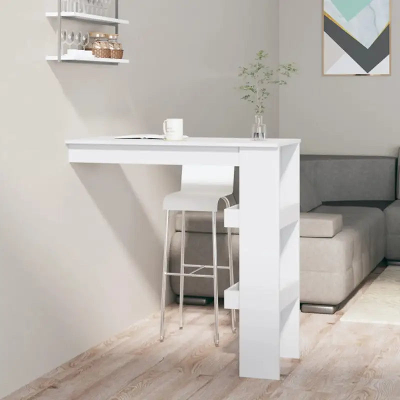 Moderne wandgemonteerde bartafel van bewerkt hout in hoogglans wit - Eettafels