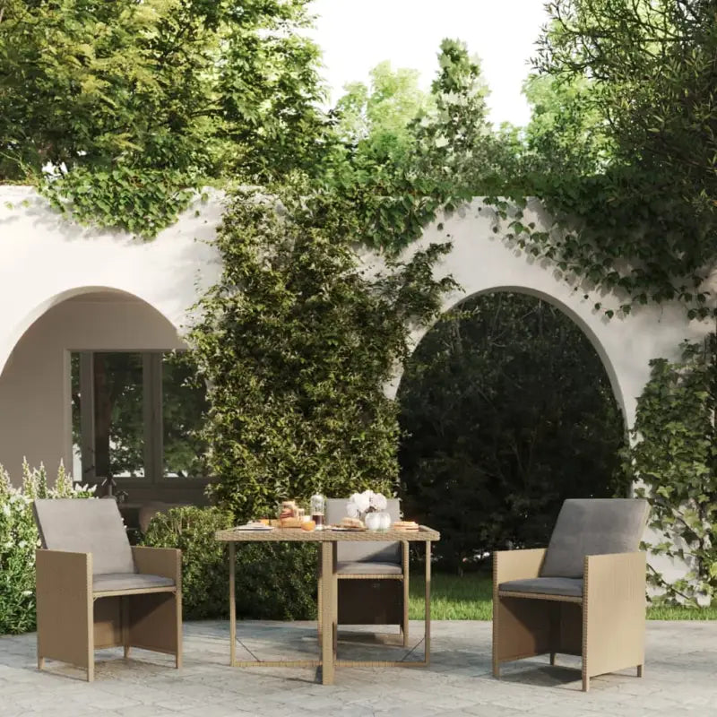 Moderne weersbestendige tuintafel in PE-rattan - Beige / 1 - Tuintafels