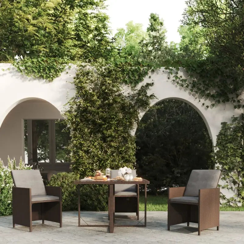Moderne weersbestendige tuintafel in PE-rattan - Bruin / 1 - Tuintafels