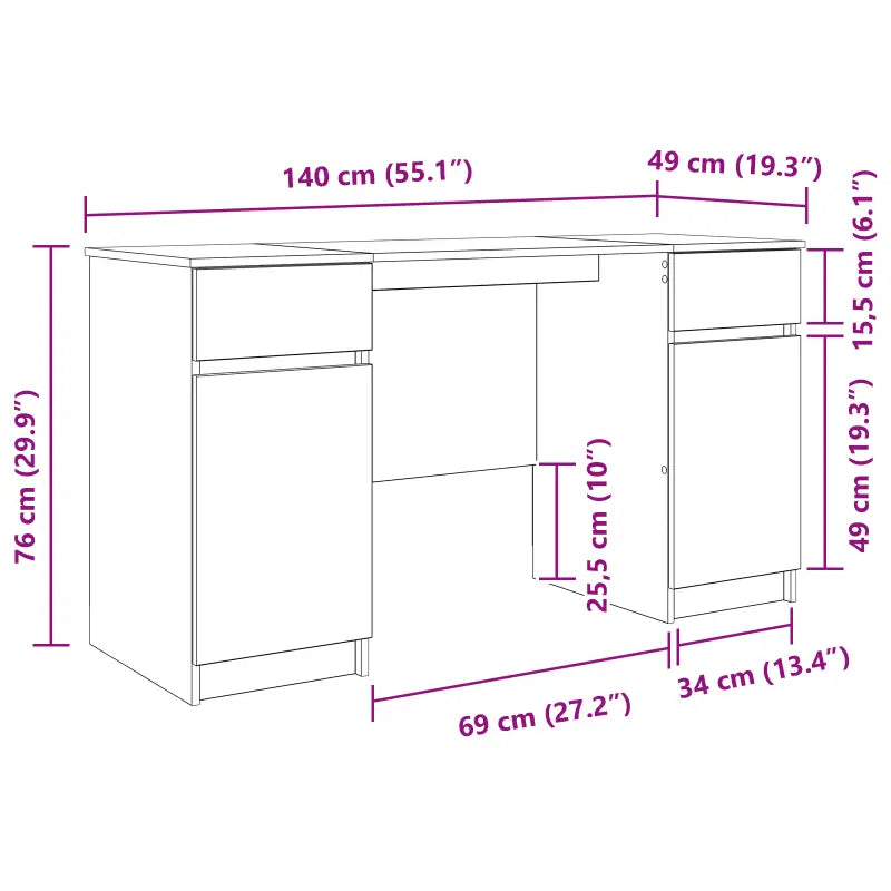 Moderne witte studiebureau van bewerkt hout voor een productieve werkplek - Bureaus