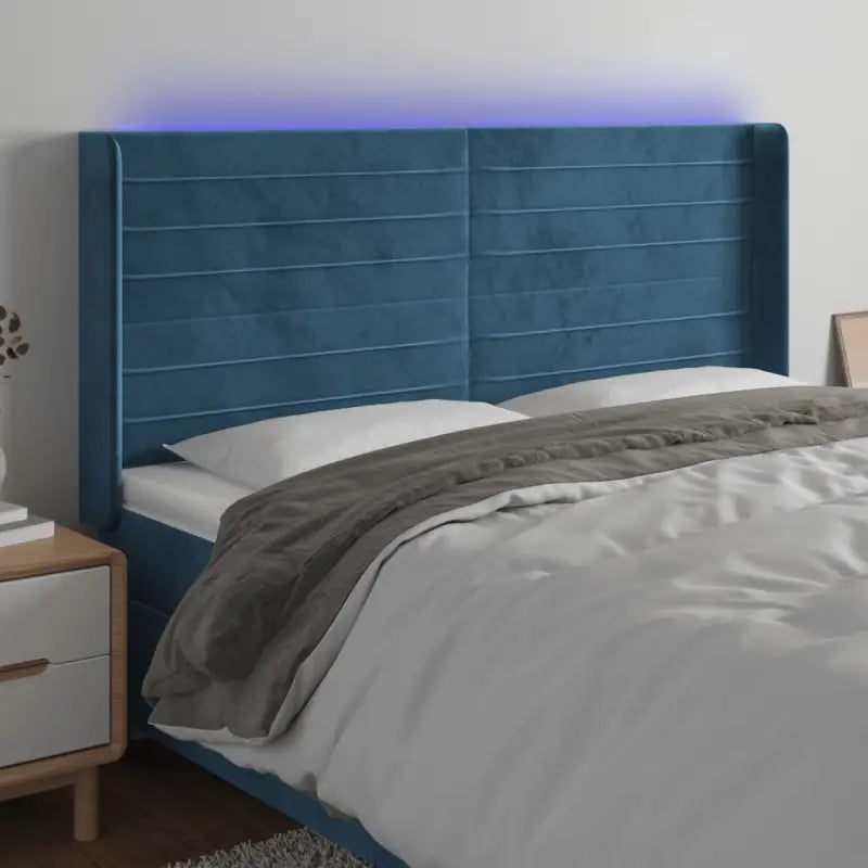 Moderno LED Hoofdbord en Voetbord voor Elke Slaapkamer - Donkerblauw / 183 x 16 x 118/128 cm / 1 - Hoofdborden