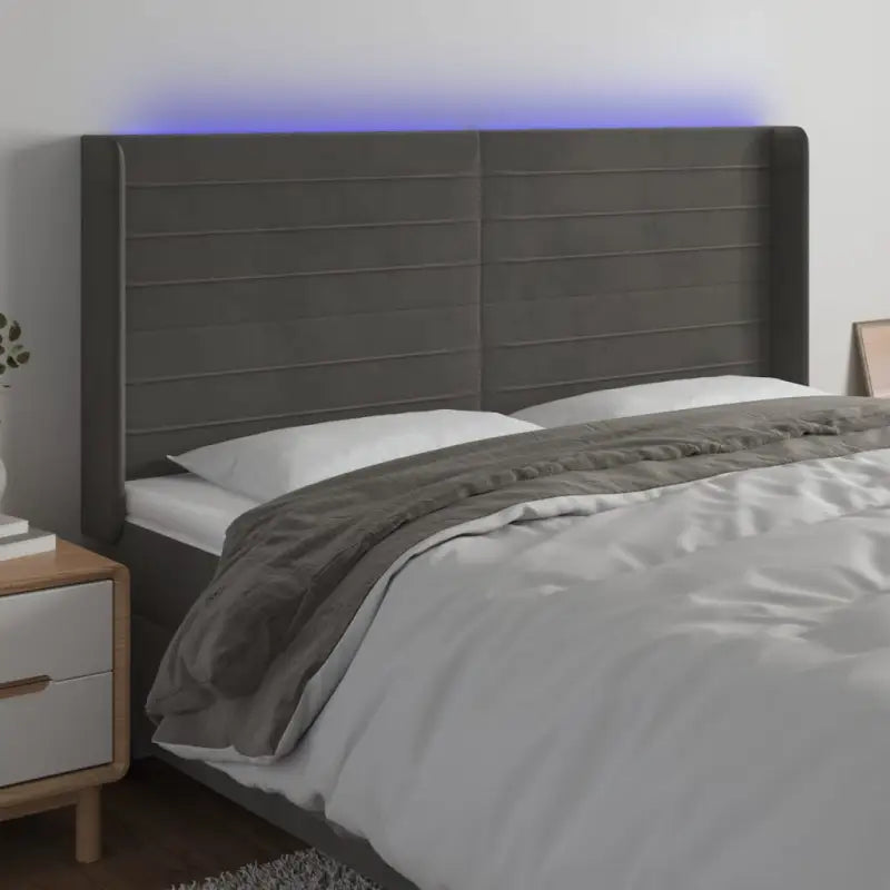 Moderno LED Hoofdbord en Voetbord voor Elke Slaapkamer - Donkergrijs / 183 x 16 x 118/128 cm / 1 - Hoofdborden