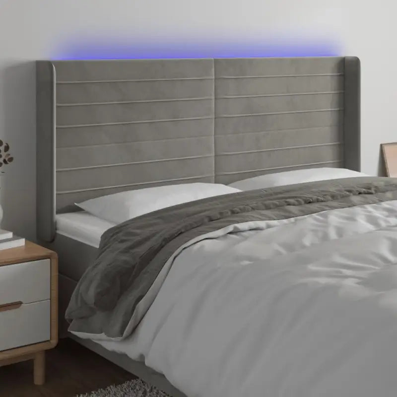 Moderno LED Hoofdbord en Voetbord voor Elke Slaapkamer - Lichtgrijs / 163 x 16 x 118/128 cm / 1 - Hoofdborden