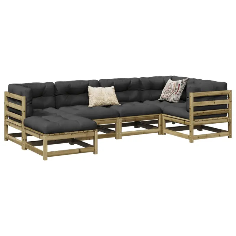 Modulair loungeset met comfortabele zitervaring en hoogte rugleuning - Naturel geïmpregneerd / Ja - Tuinsets
