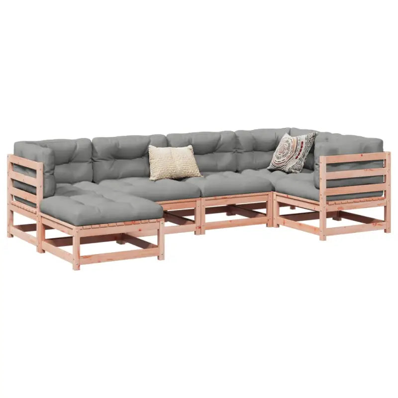 Modulair loungeset met comfortabele zitervaring en hoogte rugleuning - Natuurlijk douglashout / Ja - Tuinsets