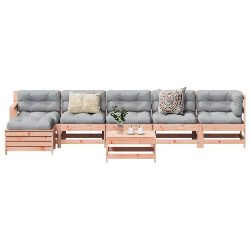 Modulair loungeset van geïmpregneerd grenenhout voor in de tuin - Natuurlijk douglashout - Tuinsets