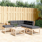 Modulair loungeset van massief douglashout met ruime afmetingen zitting - Natuurlijk grenenhout - Tuinsets
