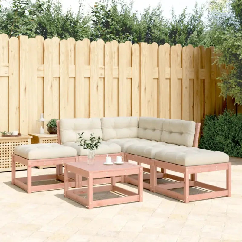 Modulair loungeset van massief douglashout met ruime afmetingen zitting - Natuurlijk douglashout - Tuinsets