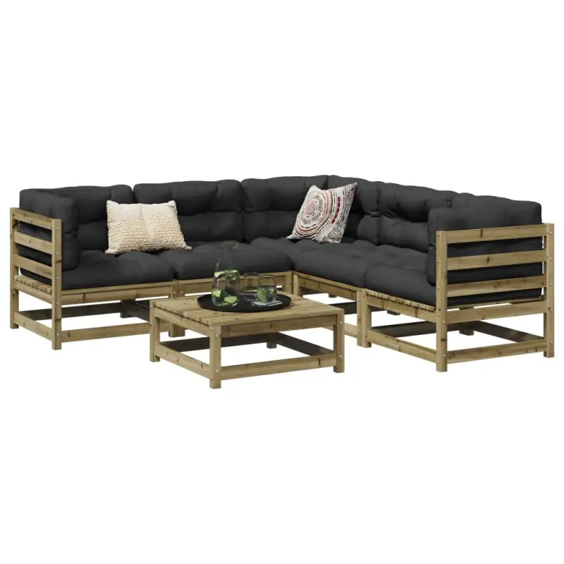 Modulair loungeset van massief grenenhout voor buiten ontspanning - Naturel geïmpregneerd / Ja - Tuinsets