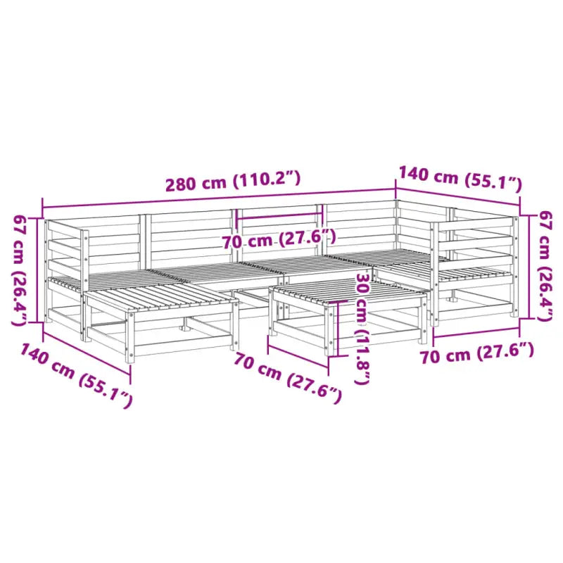 Modulair loungeset van massief Grenenhout voor comfortabel tuinplezier - Tuinsets