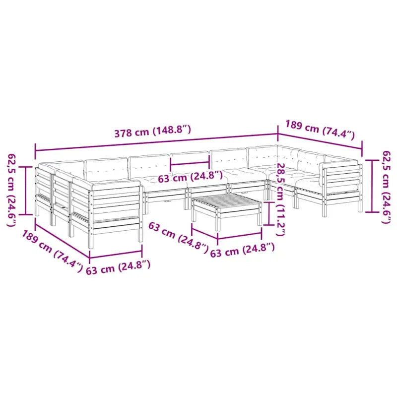 Modulair loungeset van massief grenenhout voor comfortabele zitervaring - Tuinsets