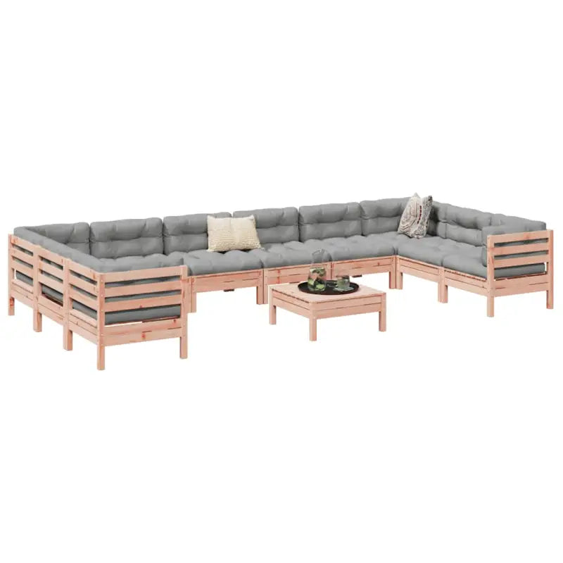 Modulair loungeset van massief grenenhout voor comfortabele zitervaring - Natuurlijk douglashout - Tuinsets