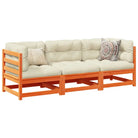 Modulair loungeset van massief grenenhout voor een comfortabele zitervaring - Wasbruin / Ja - Tuinsets