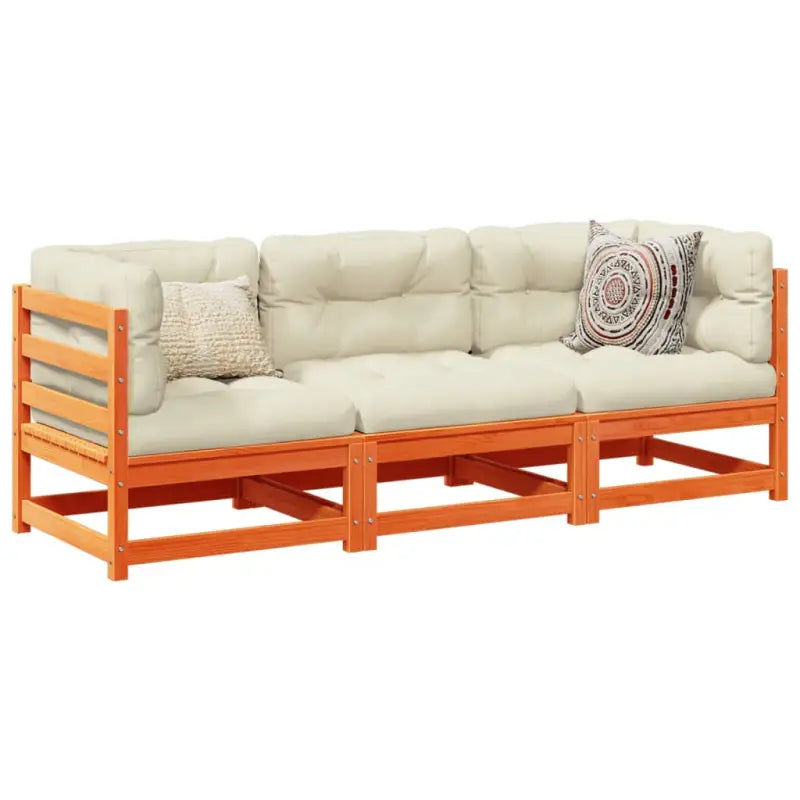 Modulair loungeset van massief grenenhout voor een comfortabele zitervaring - Wasbruin / Ja - Tuinsets