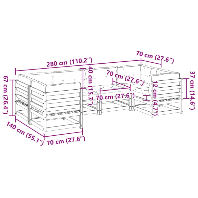 Modulair loungeset van massief grenenhout voor een comfortabele zitervaring - Tuinsets