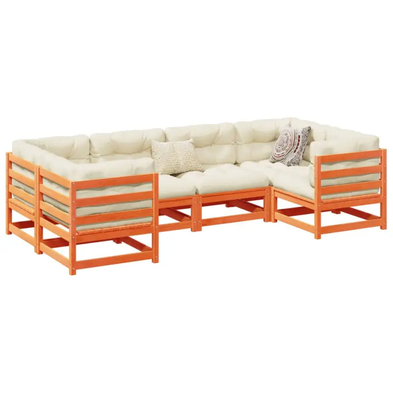 Modulair loungeset van massief grenenhout voor een comfortabele zitervaring - Wasbruin / Ja - Tuinsets