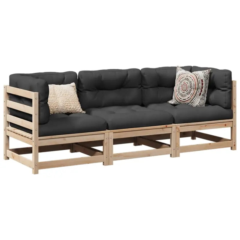Modulair loungeset van massief grenenhout voor een comfortabele zitervaring - Natuurlijk grenenhout / Ja - Tuinsets
