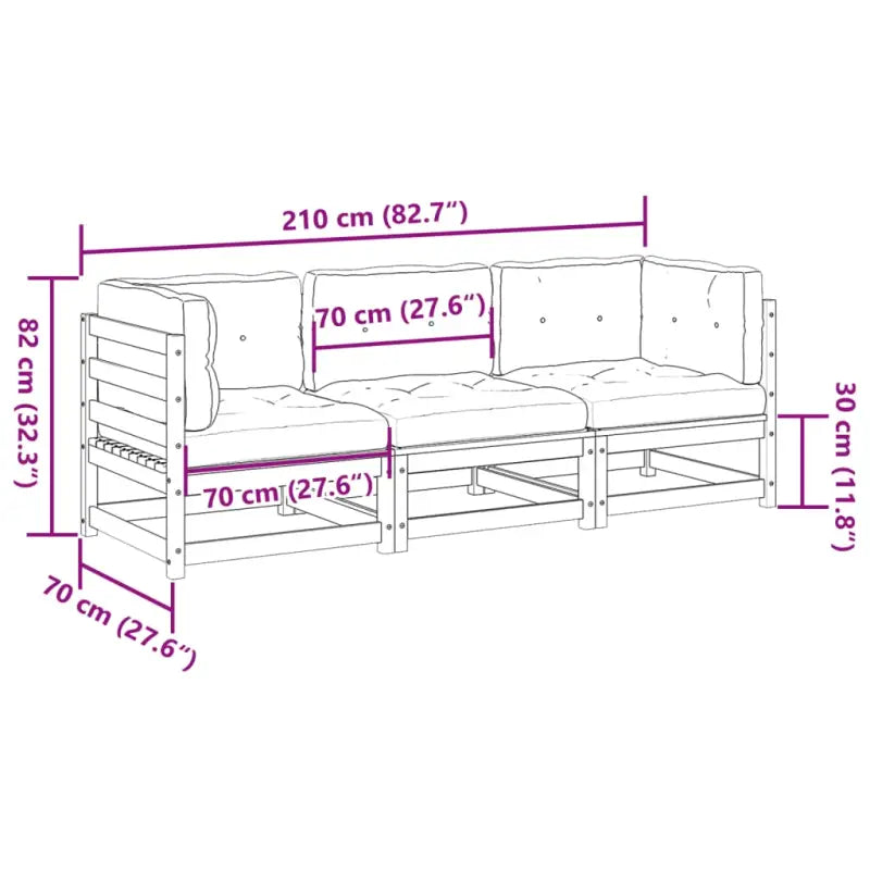 Modulair loungeset van massief grenenhout voor een comfortabele zitervaring - Tuinsets