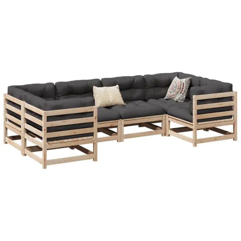 Modulair loungeset van massief grenenhout voor een comfortabele zitervaring - Natuurlijk grenenhout / Ja - Tuinsets