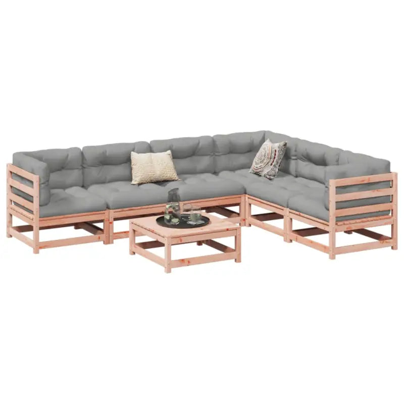 Modulair loungeset van massief grenenhout voor een comfortabele zitervaring - Natuurlijk douglashout / met kussen