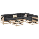 Modulair loungeset van massief grenenhout voor een comfortabele zitervaring - Natuurlijk grenenhout / met kussen