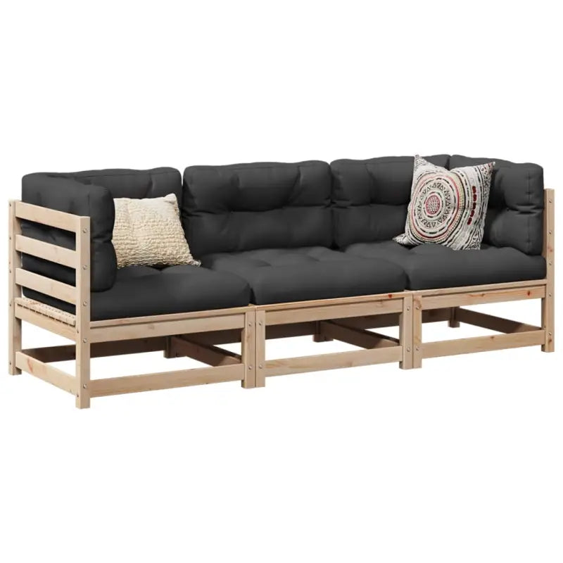 Modulair loungeset van massief grenenhout voor een comfortabele zitervaring - Natuurlijk grenenhout / Nee - Tuinsets